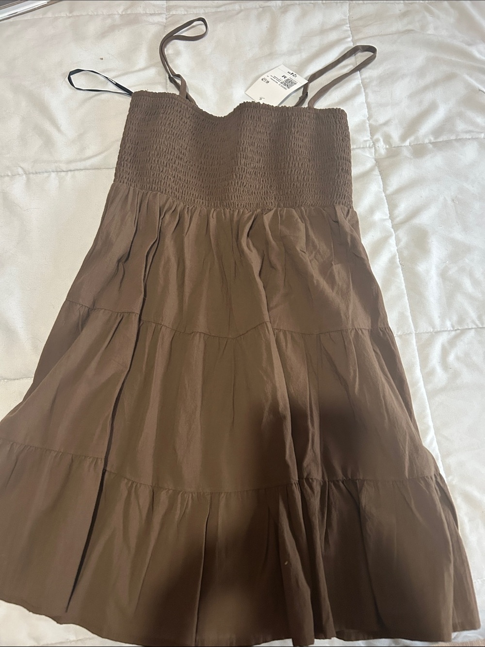 Forever 21 Brown Smocked Tiered Mini Dress